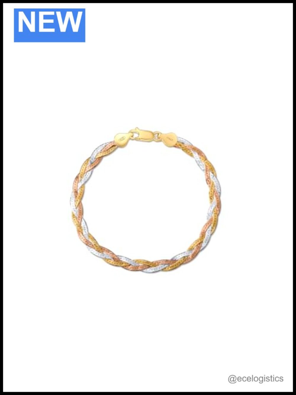 Sterling Silver Braided Herringbone Chain Bracelet 7.5 Inch